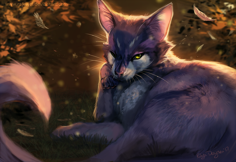 Обои на рабочий стол Кот лежит на траве, by rajewel