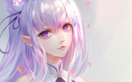 Обои на рабочий стол Эмилия / Emilia из аниме Re: Жизнь в альтернативном мире с нуля / Re: Zero kara Hajimeru Isekai Seikatsu