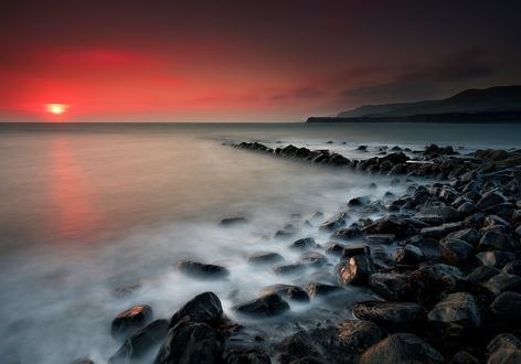 Обои на рабочий стол Розовый закат над морем, by The Narratographer