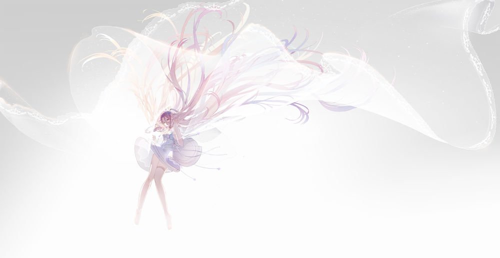 Обои для рабочего стола Vocaloid IA / Вокалоид Ия в белом платье падает с неба