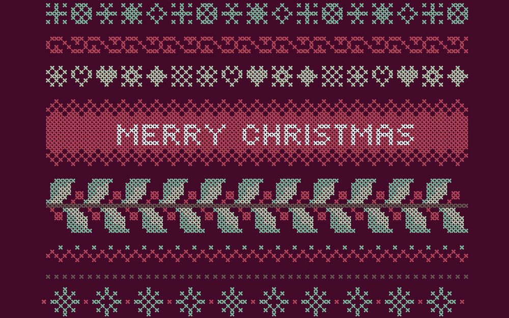 Обои для рабочего стола Изображение стилизованное под рождественский свитер с надписью Merry Christmas / Счастливого Рождества
