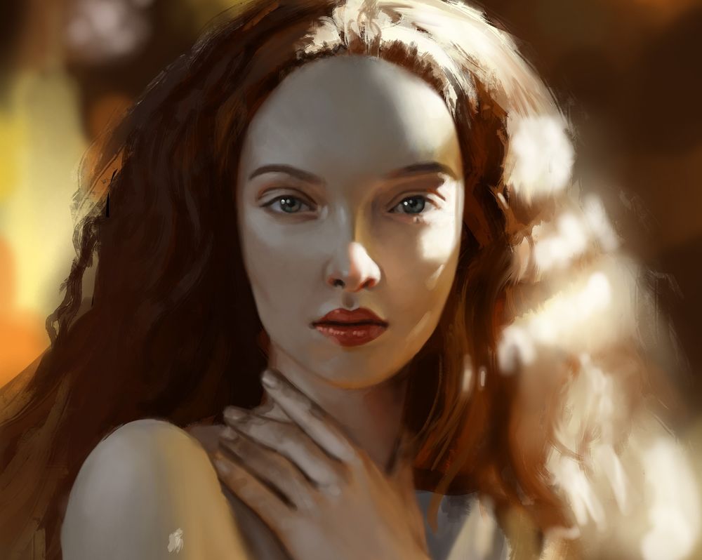 Обои для рабочего стола Девушка с длинными волосами, by thomasbignon