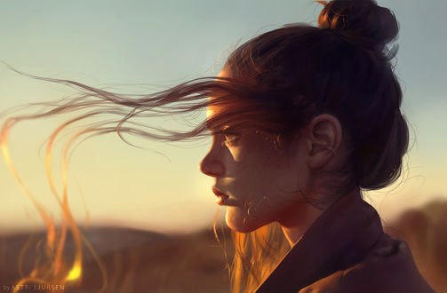 Обои на рабочий стол Девушка на фоне природы, by AstriSjursen