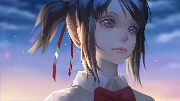 Обои на рабочий стол Мицуха Миямизу / Mitsuha Miyamizu из аниме Твое имя / Kimi no Na wa / Your Name