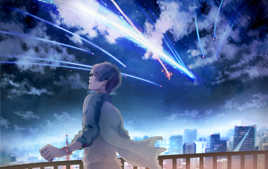 Обои на рабочий стол Таки Тачибана / Taki Tachibana из аниме Твое имя / Kimi no Na wa / Your Name