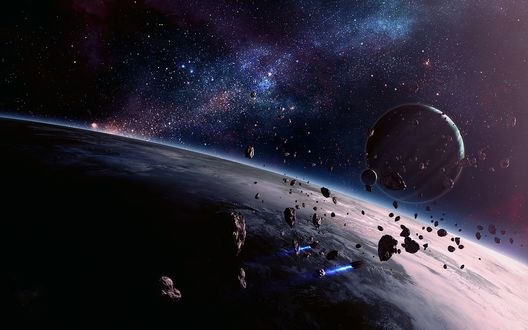 Обои на рабочий стол Планеты и метеориты в космосе, by QAuZ