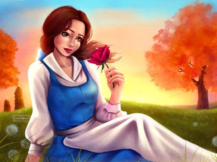 Обои на рабочий стол Белль / Belle из мультфильма Красавица и чудовище / Beauty and the Beast, by Asaminert
