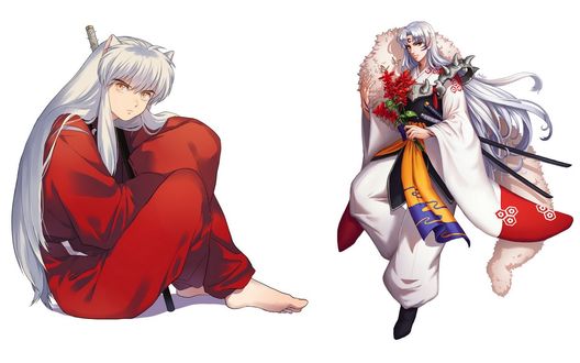 Обои на рабочий стол Братья демон Sesshomaru / Сесшомару и Inuyasha из аниме Инуяша / InuYasha