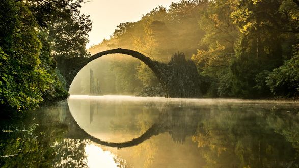 Обои на рабочий стол The devils bridge, Rakotzbr&;cke, Germany / Мост дьявола в Габленц, Германия
