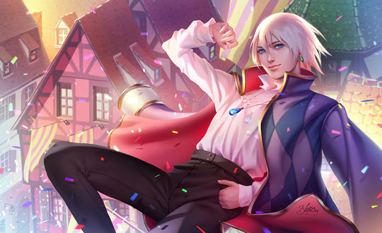 Обои на рабочий стол Howl / Хаул из аниме Howl no Ugoku Shiro / Ходячий замок Хаула, by Zolaida