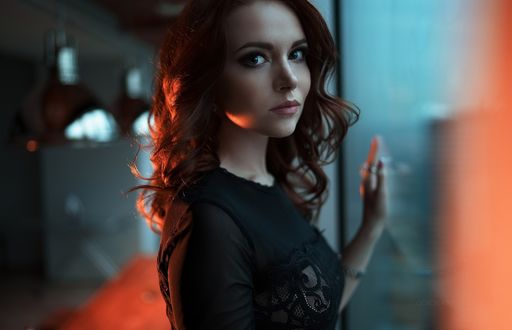 Обои на рабочий стол Девушка в черном платье, by Иван Горохов