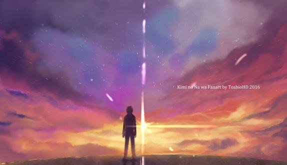 Обои на рабочий стол Таки Тачибана / Taki Tachibana из аниме Твое имя / Kimi no Na wa