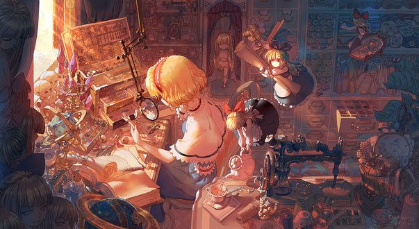 Обои на рабочий стол Алиса Маргатройд / Alice Margatroid из аниме и игры Touhou Project / Проект Восток, автор oODahuangOo