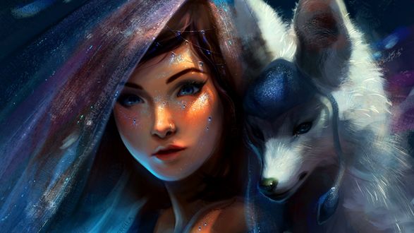 Обои на рабочий стол Гласеон / Glaceon из игры Покемон / Pokemon и Снежная Королева / Snow Queen, by TamberElla