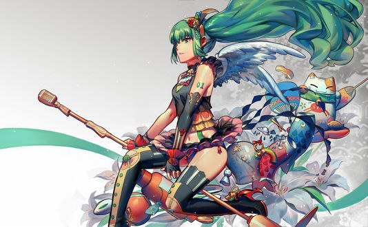 Обои на рабочий стол Вокалоид Мику Хацунэ / Hatsune Miku, автор 澆花shiro