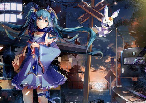 Обои на рабочий стол Вокалоид Мику Хацунэ / Hatsune Miku, автор 森夜-あさかみ