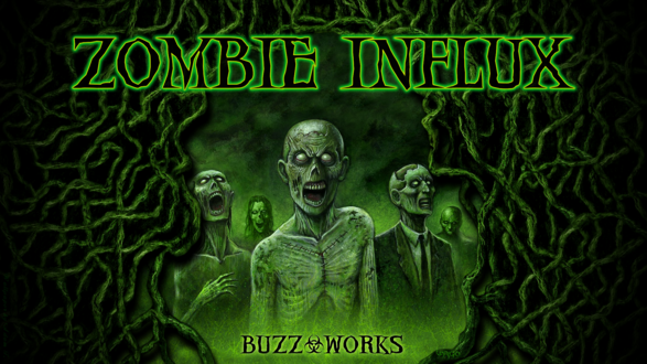Обои на рабочий стол Зеленые зомби идут гулять ночью в лесу, by Joseph Vargo (buzz works, zombie influx)
