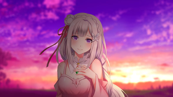 Обои на рабочий стол Эмилия / Emilia из аниме Re: Жизнь в альтернативном мире с нуля / Re: Zero kara Hajimeru Isekai Seikatsu, by Adiim