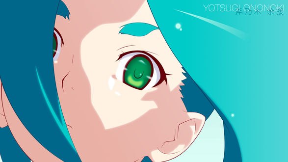 Обои на рабочий стол Лицо Ононоки Ёцуги / Yotsugi Ononoki из серии аниме Monogatari крупным планом