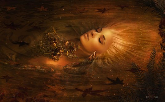 Обои на рабочий стол Работа Ophelias Fall / падение Офелии, by Pendragon-Arts