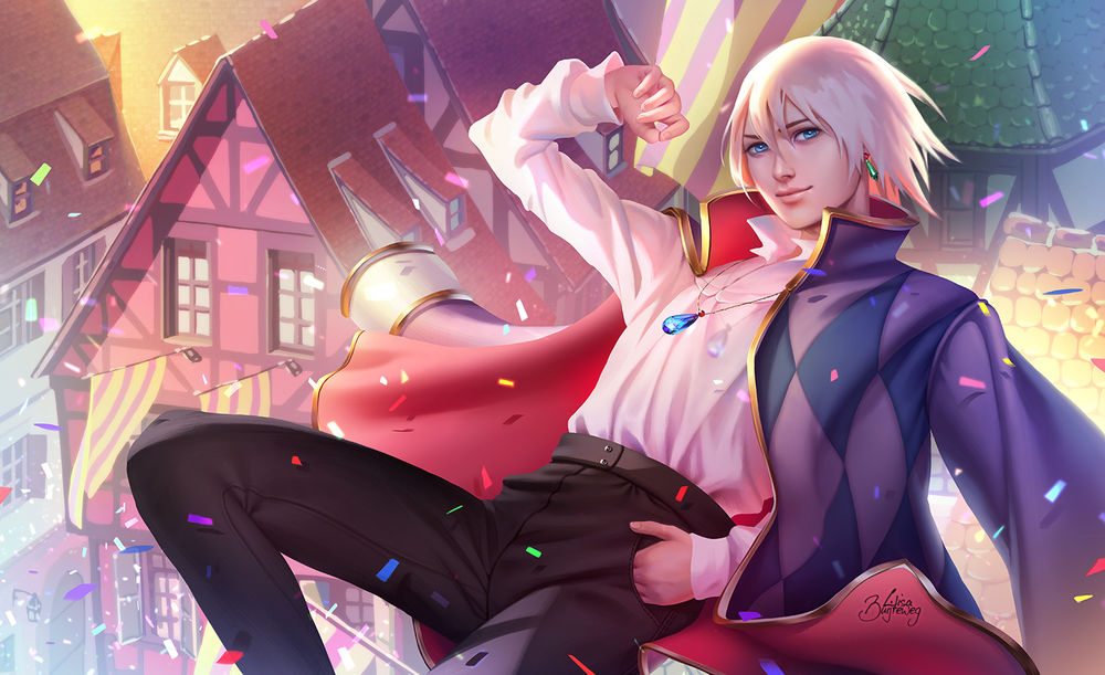 Обои для рабочего стола Howl / Хаул из аниме Howl no Ugoku Shiro / Ходячий замок Хаула, by Zolaida