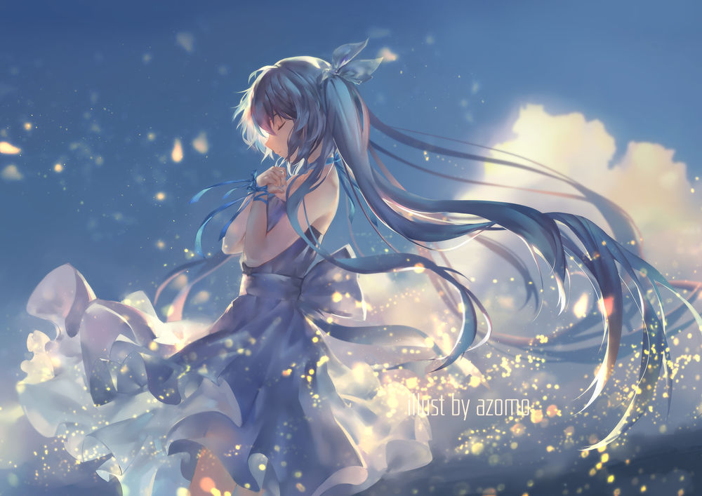 Обои для рабочего стола Вокалоид Мику Хацунэ / Hatsune Miku, автор Azomo