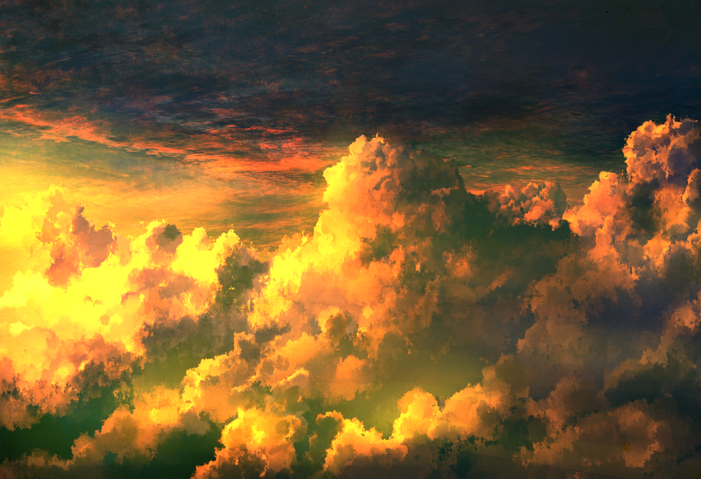 Обои для рабочего стола Облачное небо в золотых красках заката, by mks