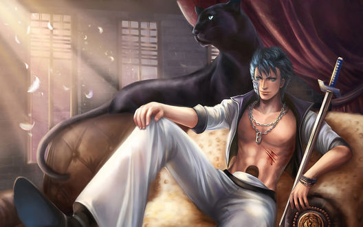 Обои на рабочий стол Grimmjow Jeagerjaques / Гриммджоу Джагерджак из аниме Блич / Bleach, by jiuge
