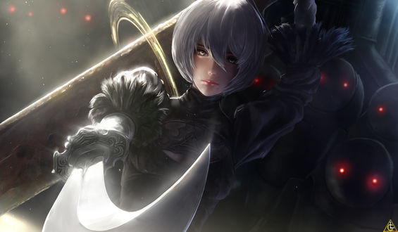 Обои на рабочий стол YoRHa No. 2 Type B из игры NieR: Automata