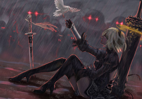 Обои на рабочий стол YoRHa №2 тип B из игры NieR: Automata, автор Аugust Ice