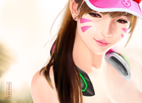 Обои на рабочий стол D. VA / Ханна Сон из игры Overwatch / Дозор, by ZAKUGA