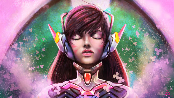 Обои на рабочий стол D. VA / Ханна Сон из игры Overwatch / Дозор, by Asteltainn