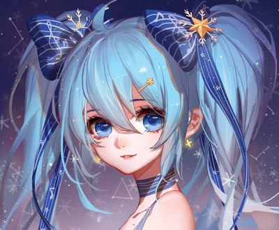 Обои на рабочий стол Девушка с голубыми волосами-Вокалоид Hatsune Miku / Мику Хацуне