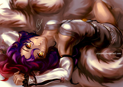 Обои на рабочий стол Ари / Ahri из игры Лига Легенд / League of Legends, by crysiblu