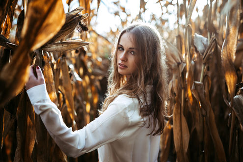 Обои на рабочий стол Девушка стоит среди высокой растительности, by D. G Photography