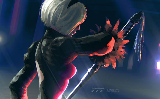 Обои на рабочий стол YoRHa №2 тип B из игры NieR: Automata, by maglece