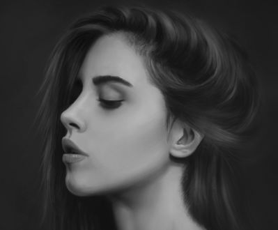 Обои на рабочий стол Девушка в профиль, by Nikos Karamoustos