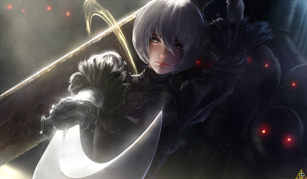 Обои для рабочего стола YoRHa No. 2 Type B из игры NieR: Automata