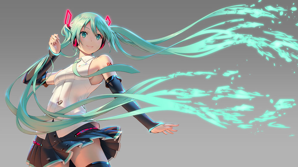 Обои для рабочего стола Вокалоид Мику Хацунэ / Hatsune Miku, автор Pinakes