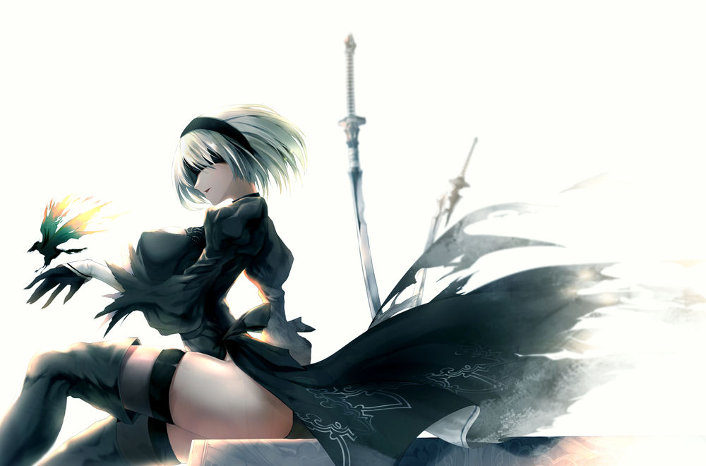 Обои для рабочего стола YoRHa №2 тип B из игры NieR: Automata, автор LimeBlock