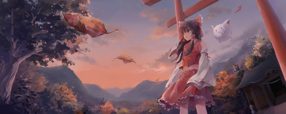 Обои для рабочего стола Рейму Хакурей / Reimu Hakurei из аниме и игры Проект Восток / Touhou Project, автор Chen Bin