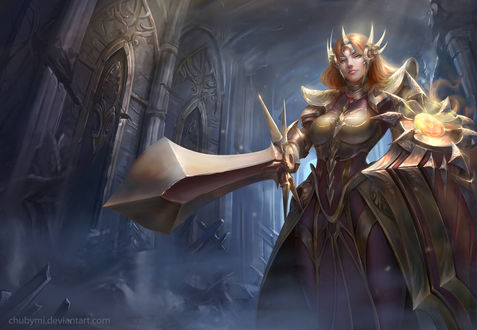 Обои на рабочий стол Leona / Леона из игры League of Legends / Лига Легенд, by ChubyMi