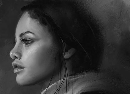Обои на рабочий стол Портрет девушки в профиль, by Mandy Jurgens