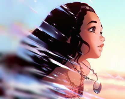 Обои на рабочий стол Моана Ваялики / Moana Waialiki из мультфильма Моана / Moana, by Kuvshinov Ilya