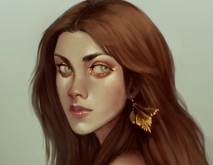 Обои на рабочий стол Портрет девушки с сережкой в ухе, by Cristina de El&;as