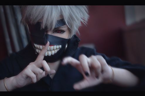 Обои на рабочий стол Косплей Ken Kaneki / Кен Канеки из аниме Tokyo Ghoul / Токийский Гуль, by KURA-rin
