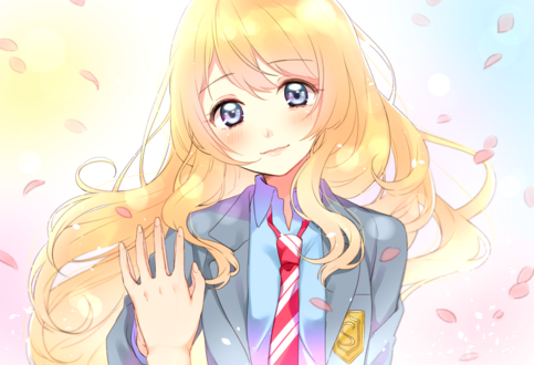 Обои на рабочий стол Каори Миязоно / Kaori Miyazono из аниме Твоя апрельская ложь / Shigatsu wa Kimi no Uso