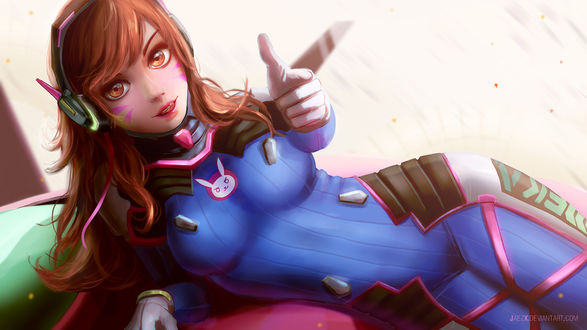 Обои на рабочий стол D. VA / Ханна Сон из игры Overwatch / Дозор, by JaezX