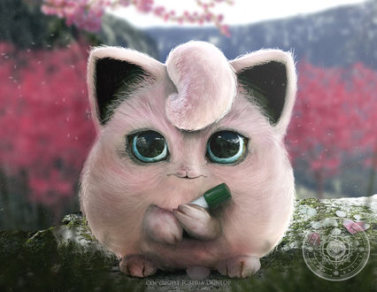 Обои на рабочий стол Джиглипуф / Jigglypuff из аниме и игры Покемон / Pokemon, by JoshuaDunlop