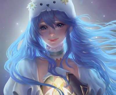Обои на рабочий стол Девушка в шапочке с мордочкой кролика, by ChubyMi
